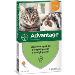 Advantage <4Kg 4pz x 0,4ml Gatto – Antiparassitario Pulci e Zecche