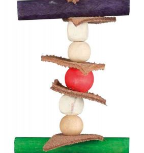 Gioco con Corda, Cuoio e Perline per Uccelli – 28cm