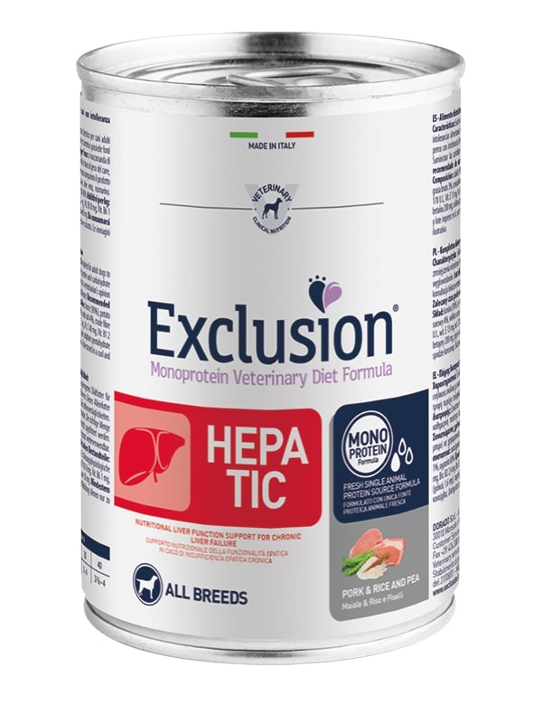 Exclusion Hepatic Maiale, Riso e Piselli 400g