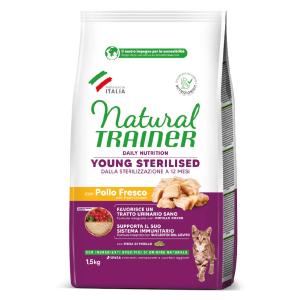 Natural Trainer Young Sterilised con Pollo Fresco 1,5kg