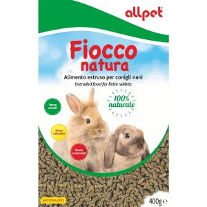 AllPet Fiocco Natura Mangime per Conigli Nani Senza Cereali Grain Free 400gr