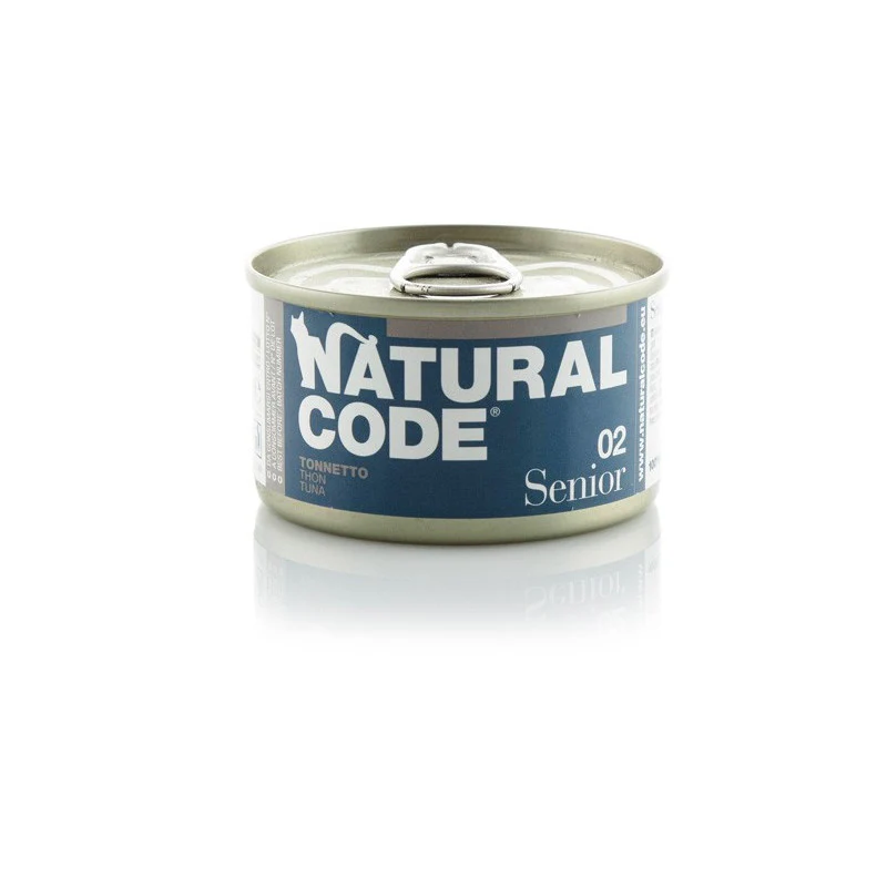 Natural Code Umido Gatto Anziano Senza Glutine Tonnetto e Riso 02 Senior 85g