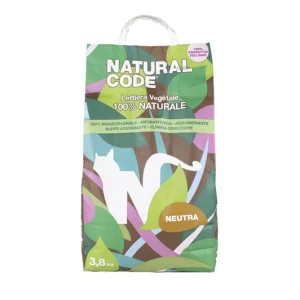 Natural Code - Lettiera Neutra Vegetale al Mais Agglomerante ed Ecologica per Gatti 3,8 Kg